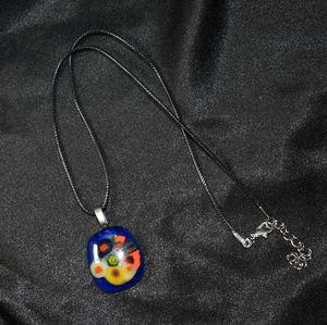 Multi Colored Glass Pendant Necklace